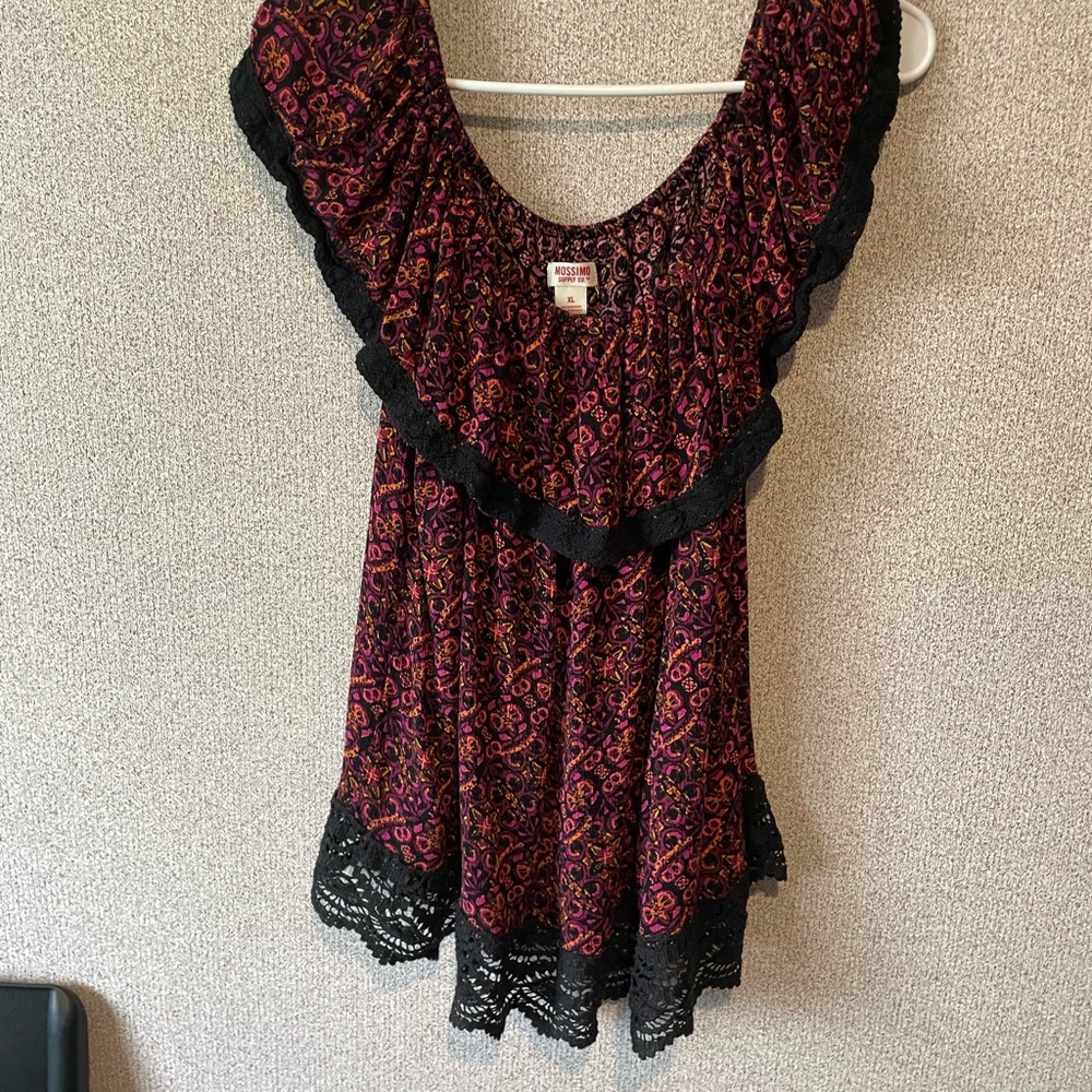 Mossimo Supply Co Red Ruffled Bib Collar Blouse